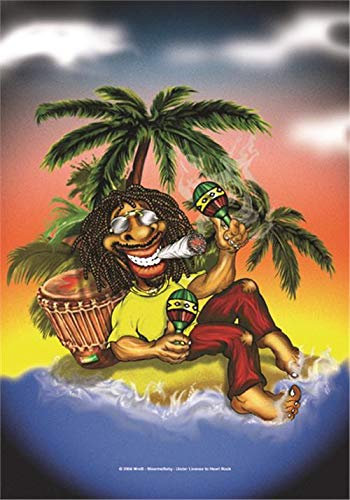 Heart Rock Drapeau Original Rastaman Island, Tissu, Multicolore, 110 x 75 x 0,1 cm