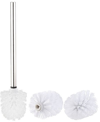 BadeStern WC Bürsten: Bürsten-Stiel und 3 Wechsel-Aufsätze mit Ø 8 cm, Edelstahl/weiß (WC Bürstenstiel, Bodenstehende Toilettenbürste, Toilette)
