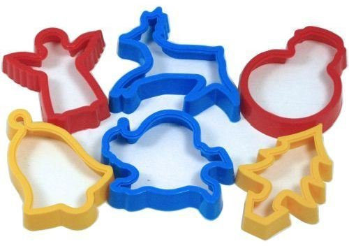 Plastic Christmas Cookie Cutter Set for Kids Baking & Modelling Pack of 6 Shapes by BCreative®