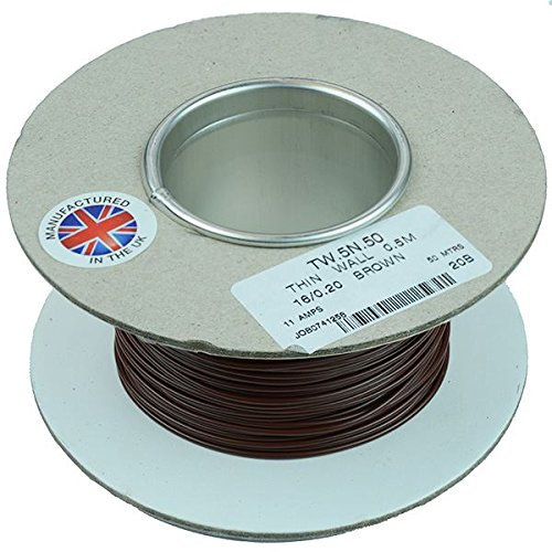 0.5mm² Thin Wall 11A Cable 16/0.2mm 50M PVC Automotive Wire Reel (Brown)