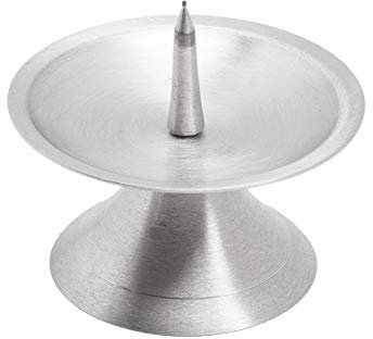NKlaus Kerzenständer 7,5cm hoch Messingleuchter vernickelt 9cm Durchmesser mit Dorn 3cm für Stumpenkerzen bis Ø 5cm Kommunion Taufe Hochzeit 2823