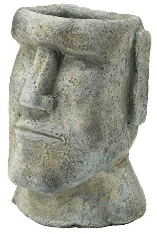 A&B Home Osterinsel-Statue, Outdoor-Pflanzgefäß, 22,9 cm, graues Finish