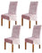 ele ELEOPTION Crushed Velvet Stretchable Elastic Chair Covers for Dining Room Wedding Banquet Party Decoration, XL High Back Chair Protector Slipcover (Pink, Pack of 4)