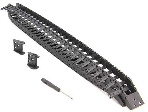 Zeberoxyz 10x20mm Schleppkettenlänge 1Meter offener schwarzer Kunststoff-Kabelträger R18 mit 1Kit Endverbindern für 3D-Drucker und CNC-Maschinen