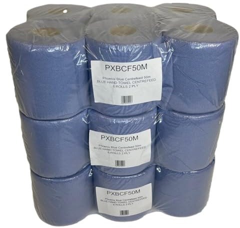 Blue Roll 2 Ply – Centre Feed Paper Towel Roll | 18 Pack | Strong, Absorbent Cleaning Roll for Kitchen, Industrial & Commercial Use | Embossed Wipe Tissue for Dispensers