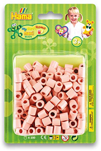 Hama Perlen 8526 Bügelperlen Packung mit ca. 250 bunten Maxi Bastelperlen mit Durchmesser 10 mm in hellrosa, kreativer Bastelspaß für Groß und Klein