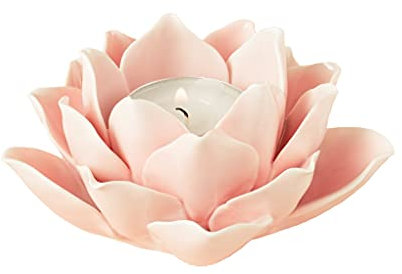 Lotus-Kerzenhalter, Keramik, handgefertigt, Blütenblätter, Teelichthalter, für Zuhause und Büro, Fensterdekoration (Pink)