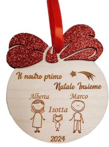 Pallina di Natale personalizzata per albero natalizio- componenti della famiglia - decorazione di natale - addobbo - il primo Natale insieme - IDEA REGALO PERSONALIZZATA