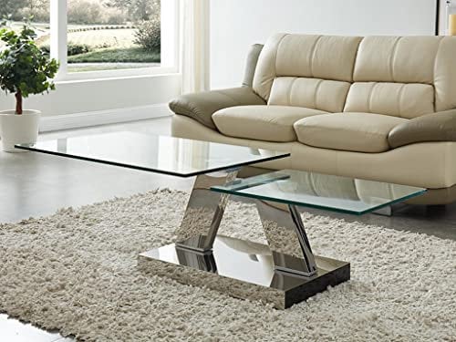Vente-unique Couchtisch mit drehbaren Tischplatten - Sicherheitsglas & Metall - OYRUS