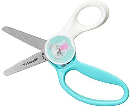 Fiskars Kinderschere mit Welpen-Wackelbild, Ab 6 Jahren, Länge: 13 cm, Für Rechts- und Linkshänder, Metall-Klinge/Kunststoff-Griffe, Blau/Weiß, Magic Morph, 1064076