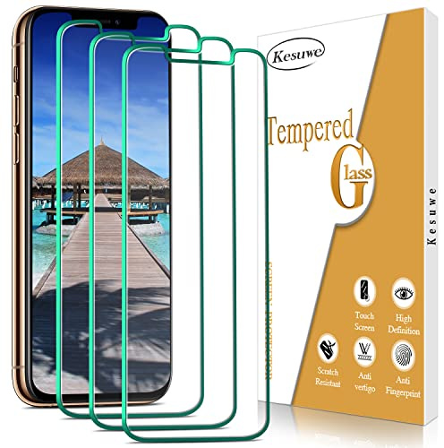 Kesuwe 3 Pièces Verre Trempé pour iPhone 11 Pro Max/iPhone XS Max | Film Protection écran, 9H Dureté, Ultra Résistant, Anti Rayures, sans Bulles, HD Ultra Transparent