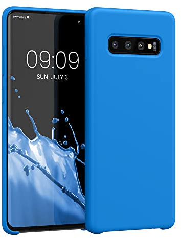 kwmobile Handyhülle für Samsung Galaxy S10 Plus / S10+ Hülle - Case Silikon - Kabelloses Laden - Schutzhülle Cover in Strahlend Blau