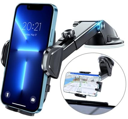 Hocerlu Car Phone Holder - Super Strong Sticky Suction, Silicone Shockproof, 360° Flexible View Adjustable - Universal Dashboard Windscreen Car Holder