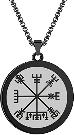Herrenschmuck Wikinger-Kompass Vegvisir Goldhalskette für Männer Jungen The Witcher Medaillon Anhänger 316L Edelstahl Hip Hop Ketten für Männer
