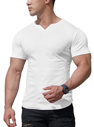YCHSXAIZ Herren T-Shirt V-Schnitt Netz Sportliche Fitness | Schnelltrocknende Leichtgewicht Atmungsaktiv komfortabel