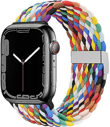 TINICR Ersatzarmband Kompatibel mit Apple Watch Armband 41mm 40mm 38mm, Elastisches Verstellbares Geflochtenes Nylon Solo Loop Sport Armbänder für iWatch Series Ultra/SE/8/7/6/5/4/3/2/1 Herren Damen