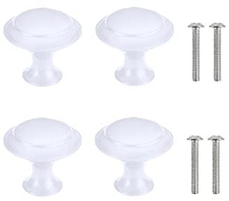 Yesmin 4 Piece Cabinet Door Knobs,Cupboard Drawer Door Knob for Kitchen Furniture Cabinet Knob with Screws-White(Medium)