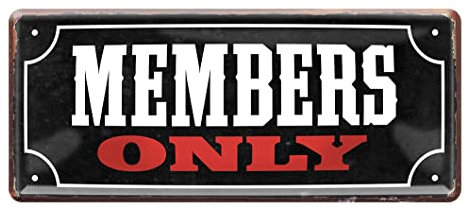 Members Only Deko Blechschild - Retro Blechschilder Dekoration für Partyraum Bar Wohnzimmer Clubraum Teenager Kinder Jugend Zocker Zimmer - 28x12cm