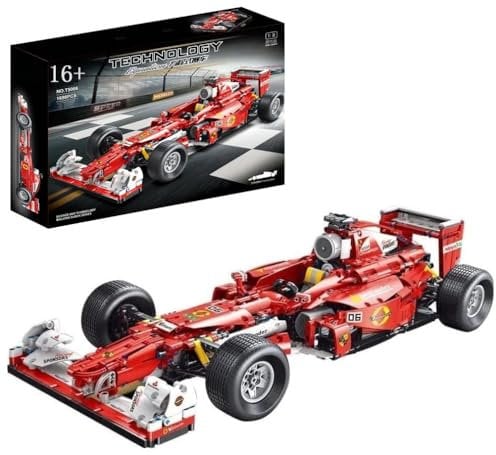 Technik F1 Auto für Farrari F138, 1:8 Groß Formel 1 Auto Modellbausatz, 1698 Teile MOC Klemmbausteine Auto Bausatz, Kompatibel mit Ferrari Technik F1 Auto