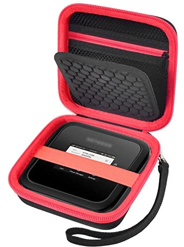Hard Travel Router Case for NETGEAR Nighthawk M5 M6 Pro 5G Mobile Hotspot with WiFi 6 (MR5200, MR5100)/ M1 Mobile Hotspot 4G LTE Router MR1100 - Red Zipper (Box Only)