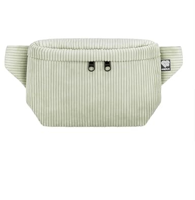 PP-Berlin Bauchtasche Cord Mint, Eckig Medium | Handgefertigt in Berlin, 100 % recycelt, vegan, 3 Fächer, verstellbarer Gurt