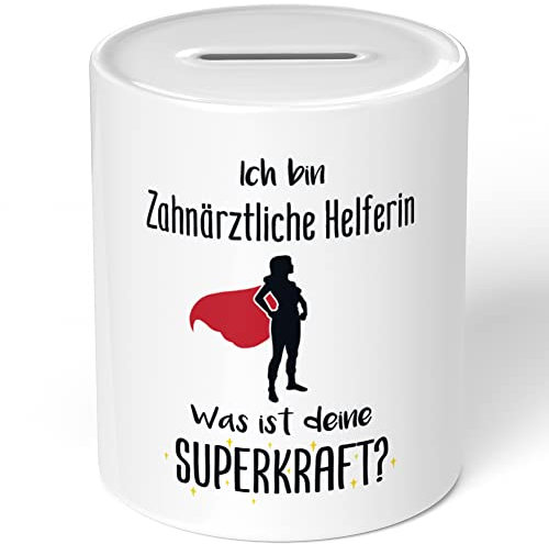 JUNIWORDS Spardose Sparbüchse, Ich Bin Zahnärztliche Helferin. was ist Deine Superkraft? (5955615)