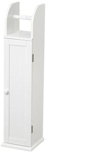 Relax World Mobiletto Da Bagno,Piantana Porta Rotoli,Mobile Bagno Bianco, Piantana Portarotolo e Scopino,Realizzato In MDF,Bianco H78 L20 P18