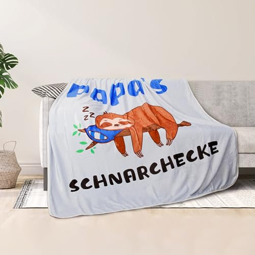 LAMEK Papa Kuscheldecke Flauschig Decke Faultier Papas SCHNARCHECKE Fleecedecke Flanell Sofadecke Vater Geburtstag Thanksgiving Day Weihnachten, 130x150 cm
