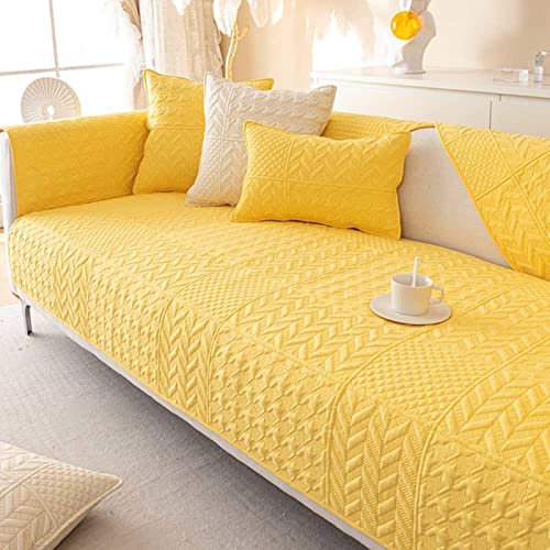 Sofabezug in L-Form, 3/2/1/4-Sitzer, rutschfeste Sofabezüge, waschbare Sofa-Schonbezüge, Ecksofa, Couchbezug, Dicker Sofaschutz für Sofagarnitur, gelb-90 x 120 cm