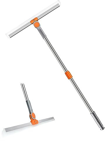 Multifunctional Magic Broom Floor Squeegee Water Sweeper with 100 cm Long Handle, Window Wiper and Window Squeegee as Combination Set, Silicone Broom Floor Scraper Scraper Push Broom