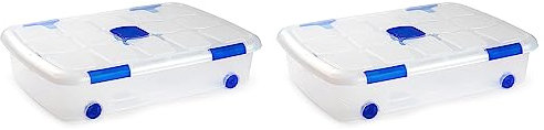 Acan Tradineur - Pack de 2 Cajas de Almacenamiento - Fabricado en plástico - Contenedor para almacenar Juguetes, Libros, Ropa, Mantas - N.º 12-16,7 x 75 x 55 cm - 41 litros