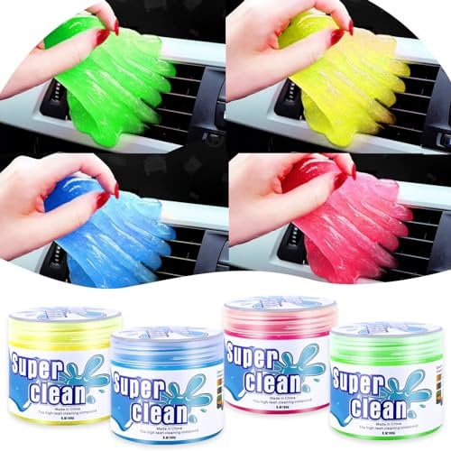 VBGURR Car Cleaning Gel,4 Packs Reusable Car Cleaning Putty,Car Upholstery Cleaner Car Gadgets,Car Cleaning Kit for Computer,Keyboard, Camera, Printers