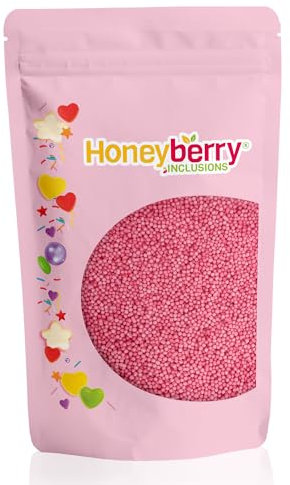Rosa Nonpareilles 200g - Natürliche Essbare Streusel Tortendeko - Rosa Streudeko, Mini Zuckerperlen, Rosa Zuckerstreusel Perfekt zum Verzieren von Kuchen, Muffins und Desserts - Hergestellt in der EU
