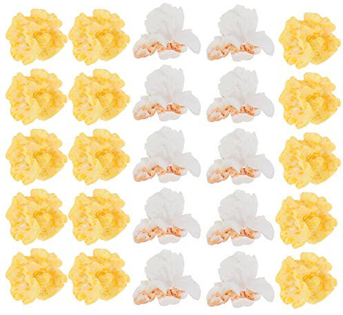 Operitacx 20st Künstliches Popcorn Popcorn-anhänger Aus Kunstharz Magnet-ohrringe Flatback-anhänger Aus Harz Kühlschrank Zubehör Diy Puppenhauszubehör Bastelzubehör 3d Miniatur Armband Weiß