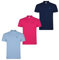 S&C - Polo Hombre Manga Corta Algodón 100%, Color Liso, Estilo Casual, Cuello 3 Botones, Diseñado en España, Tejido Punto Piqué, Corte Regular, Talla Ajustada, 3 Uds Celeste Fucsia Marino, 3XL