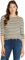 Tommy Hilfiger Women's Long Sleeve Slim Fit Boat Neck Top, Multicolor (Fine STP Country Ivory/Drk N Navy), L