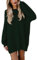 Viottiset Damen Mini Pulloverkleid Rundhals Lange Pullover Übergroßer Langarm Nachahmung Nerz Pelziger Dunkelgrün M