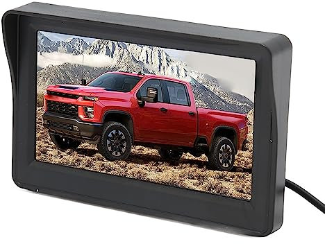 Schermo di Backup per Auto, Smart Chip DC 12V 16:9 Girevole a 180 Gradi Doppi Ingressi Video Schermo di Retromarcia Stabile Monitor LCD da 4,3 Pollici per Camion