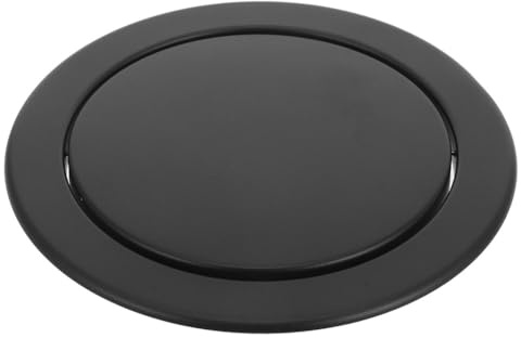Tapa Integrada de Cubo de Basura para Encimera, Empotrada, Redonda de Metal, de Acero Inoxidable, con Ojales, Cesta de Basura, Giratoria (Negro)
