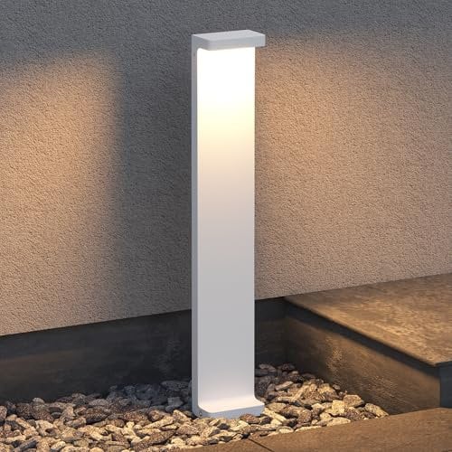 Mai & Mai Außenleuchte 10x6x60cm IP65 Wegeleuchte Außen | Pollerleuchte für Garten, 3000K Stehlampe Gartenlampe | Außenlampe Standleuchte Sandweiß 6W LumaTorch