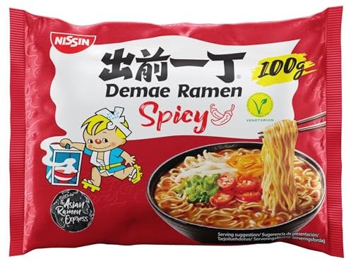 NISSIN Ramen Spicy Flavoured Instant Noodles, 100g (Pack of 10)