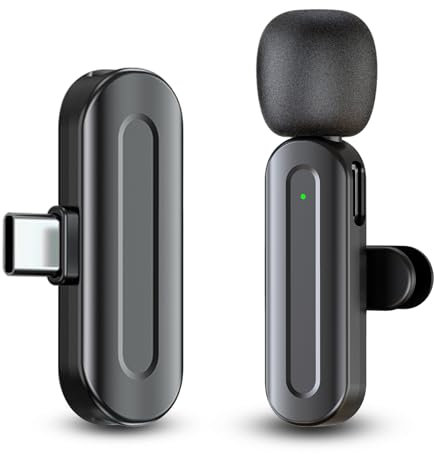 AWSENS Kabelloses Lavalier-Mikrofon für Android, integrierter Chip-Rauschunterdrückung, Plug-Play, 2,4 G Ultra-Low-Delay-Mini-Mikrofon für Interview/Tiktok/Vlog/YouTube (1 MIC)