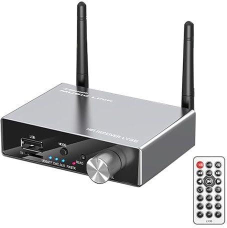 Transmetteur récepteur Bluetooth 5.3 avec télécommande et fonction convertisseur audio DAC pour stéréo domestique