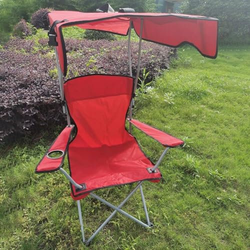 Tragbarer, faltbarer Campingstuhl mit hoher Rückenlehne und robustem Rahmen für Outdoor-Camping, Rot