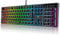 Mechanische Gaming Tastatur QWERTZ mit RGB-Beleuchtung (Blue Switches) - 104 Tasten USB-Kabelgebunden, 20 Beleuchtungsmodi, N-Key Rollover, Wasserdicht ——PC Tastatur Mit Kabel für Gamer (Schwarz)