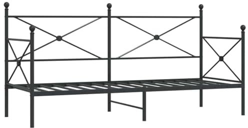 vidaXL Tagesbett ohne Matratze Schwarz 75x190 cm Stahl, Schlafbett, Schlafsofa, Couchbett, Gästebett, Tagesbettsofa, bequemes Schlafsofa