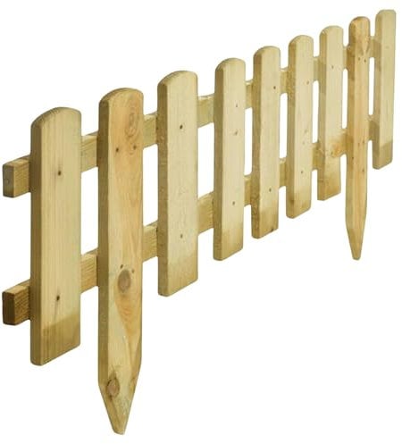 rightclick Wooden Picket Fence Garden Edging Border, Freestanding Picket Fence Panels, Outdoor Decorative Garden Fencing Panels for Grass Lawn Plants Flowers Bed Patio 120 x 3 x 30cm
