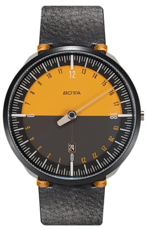 botta Herrklocka med enkel visare 24 timmar, schweizisk kvartsurverk med läderrem UNO 24 (45 mm), Orange utgåva 15, 45 mm, rem