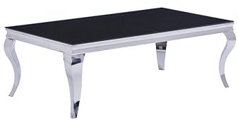 HOOZ Eleganter Couchtisch 115 x 65 x 44 cm - Glasplatte in Weiß, Schwarz, Marmor-Optik Weiß oder Marmor-Optik Schwarz - Tischgestell in Gold oder Silber - Moderner Wohnzimmertisch Silber Schwarz