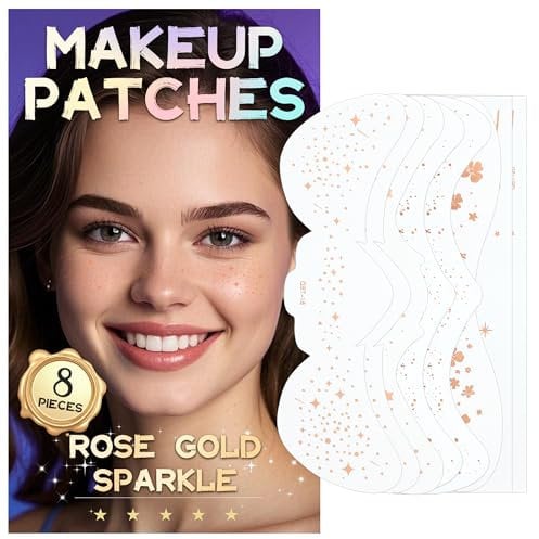 vaneria Tatouage visage taches de rousseur pailletées,8 PCS Glitter Star Freckled Girl,Stick pailleté pour le visage (Rose Gold)